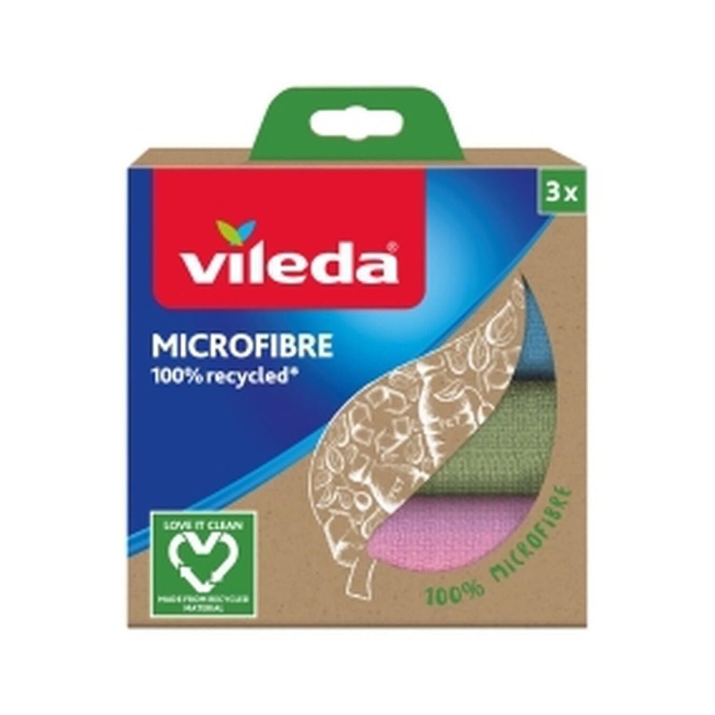 VILEDA 100% Recycled Microfiber Cloth X3