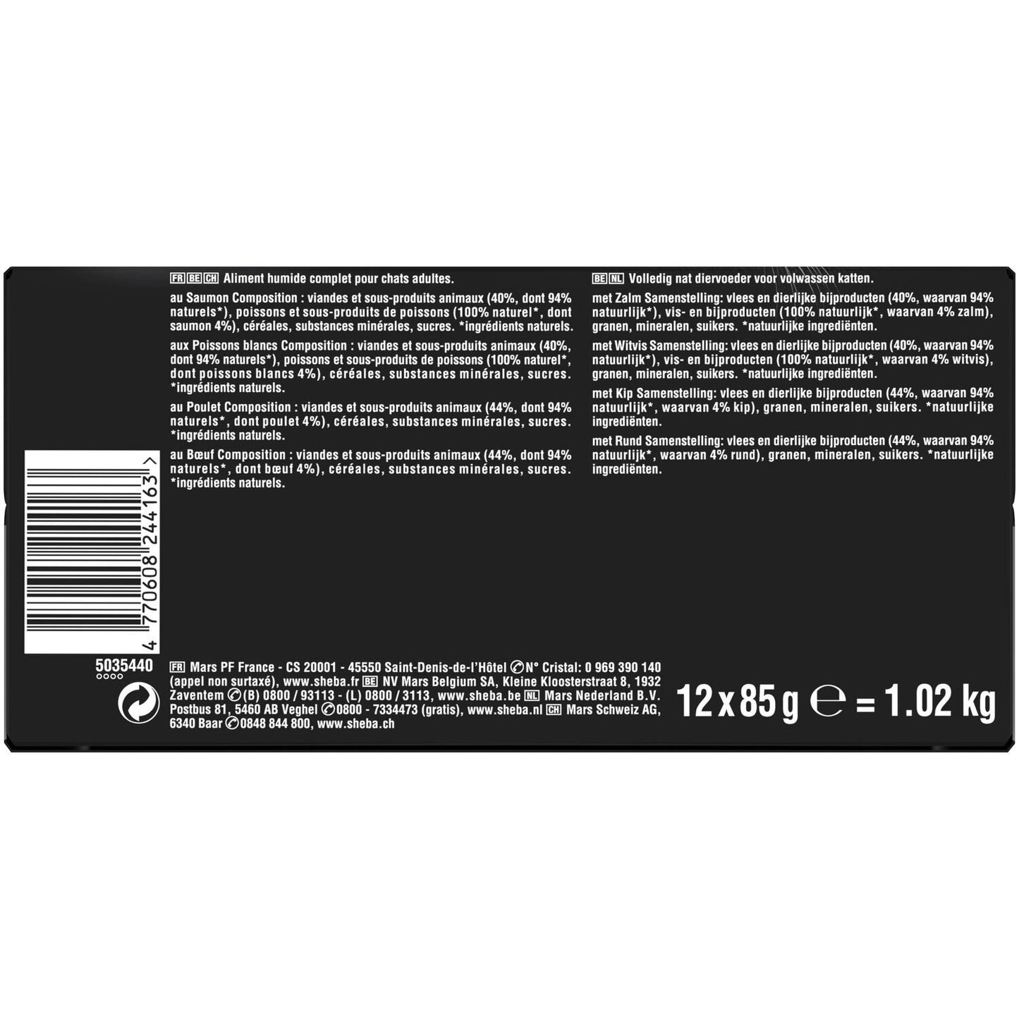 Adult Katzenfutter Mini-Filets in Sauce Huhn Rind Weißfisch Lachs SHEBA