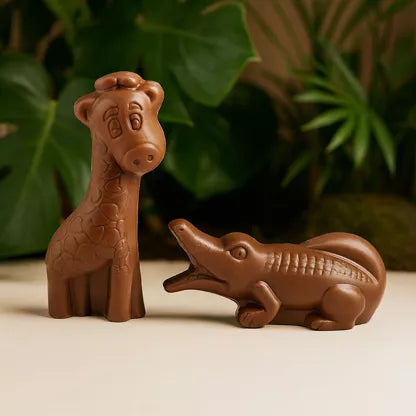 Moulages chocolat au lait Crocodile et Girafe CHOCODIC