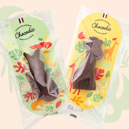 Moulages chocolat au lait Crocodile et Girafe CHOCODIC