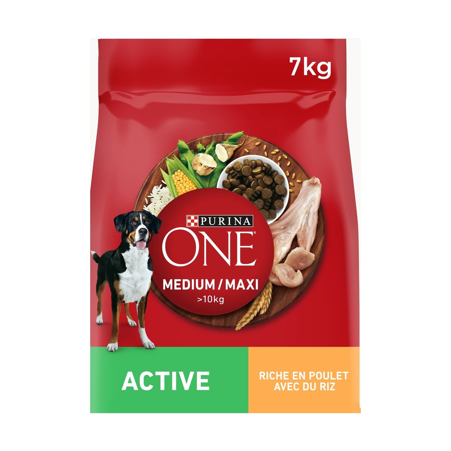 Croquettes pour Chien Adulte Medium Maxi +10kg Actif Poulet Riz PURINA ONE le paquet de 7kg