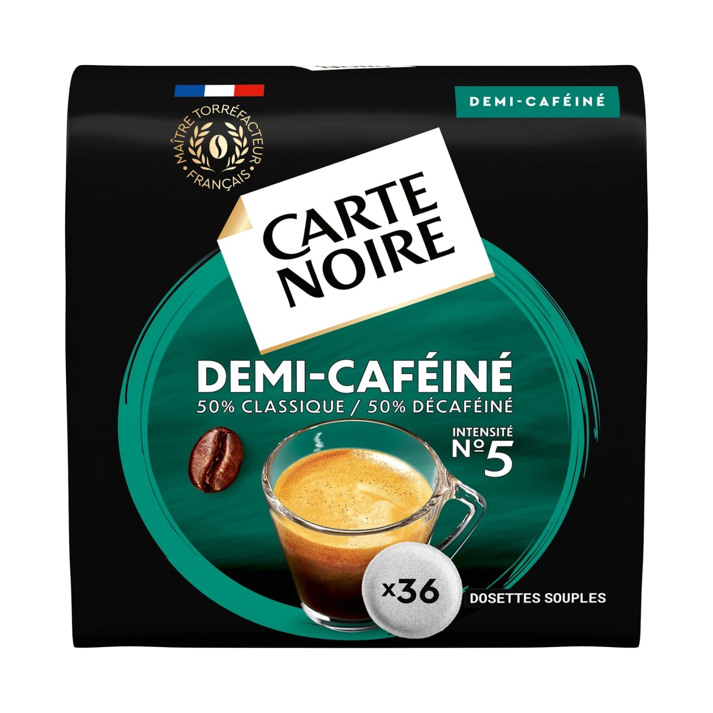 Café Dosettes Demi-Caféiné Intensité 5 Compatible Senseo CARTE NOIRE