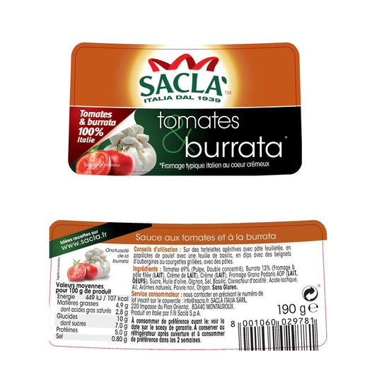 Sacla Gluten-Free Tomato and Burrata Sauce