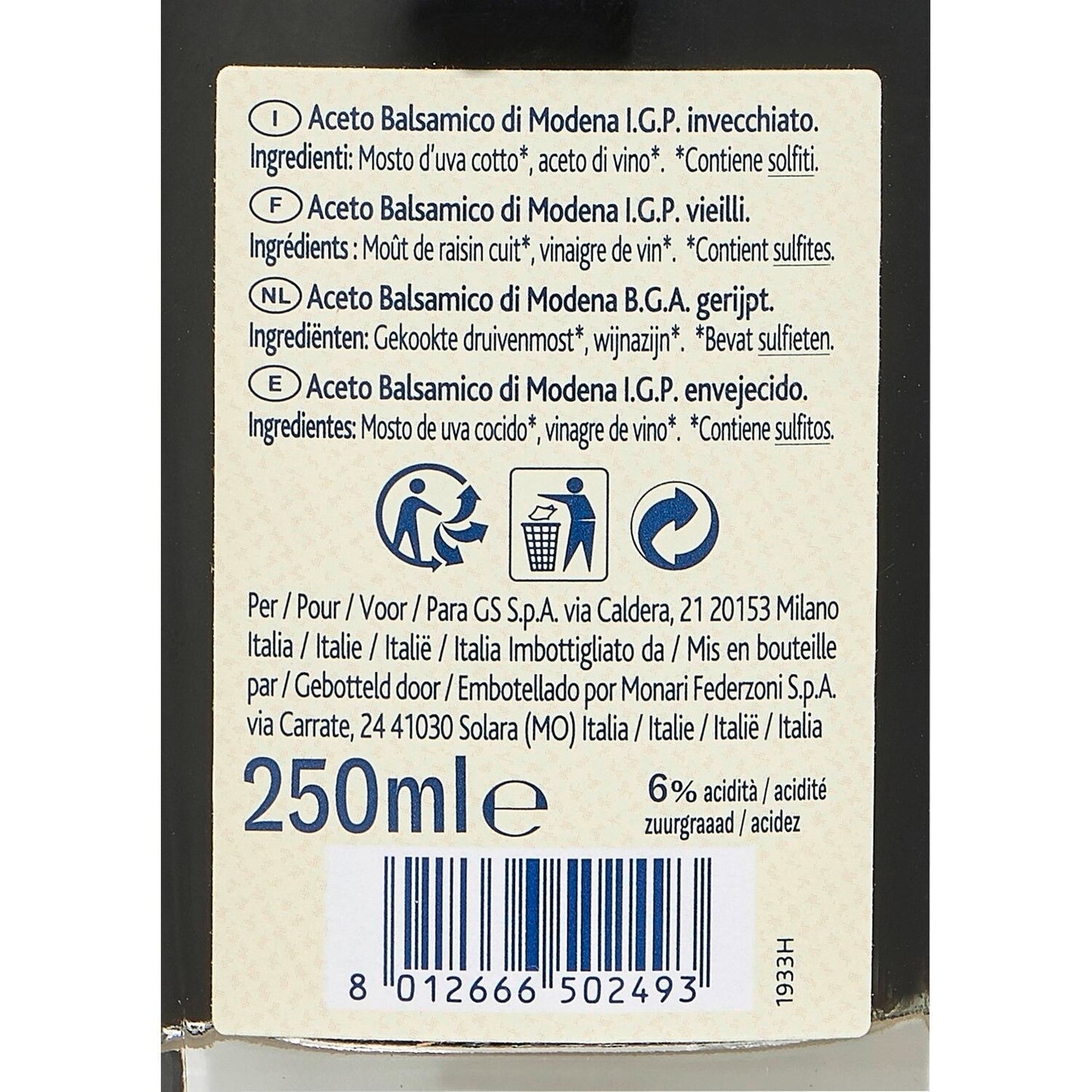 Balsamic Vinegar Modena PGI TERRE D'ITALIA