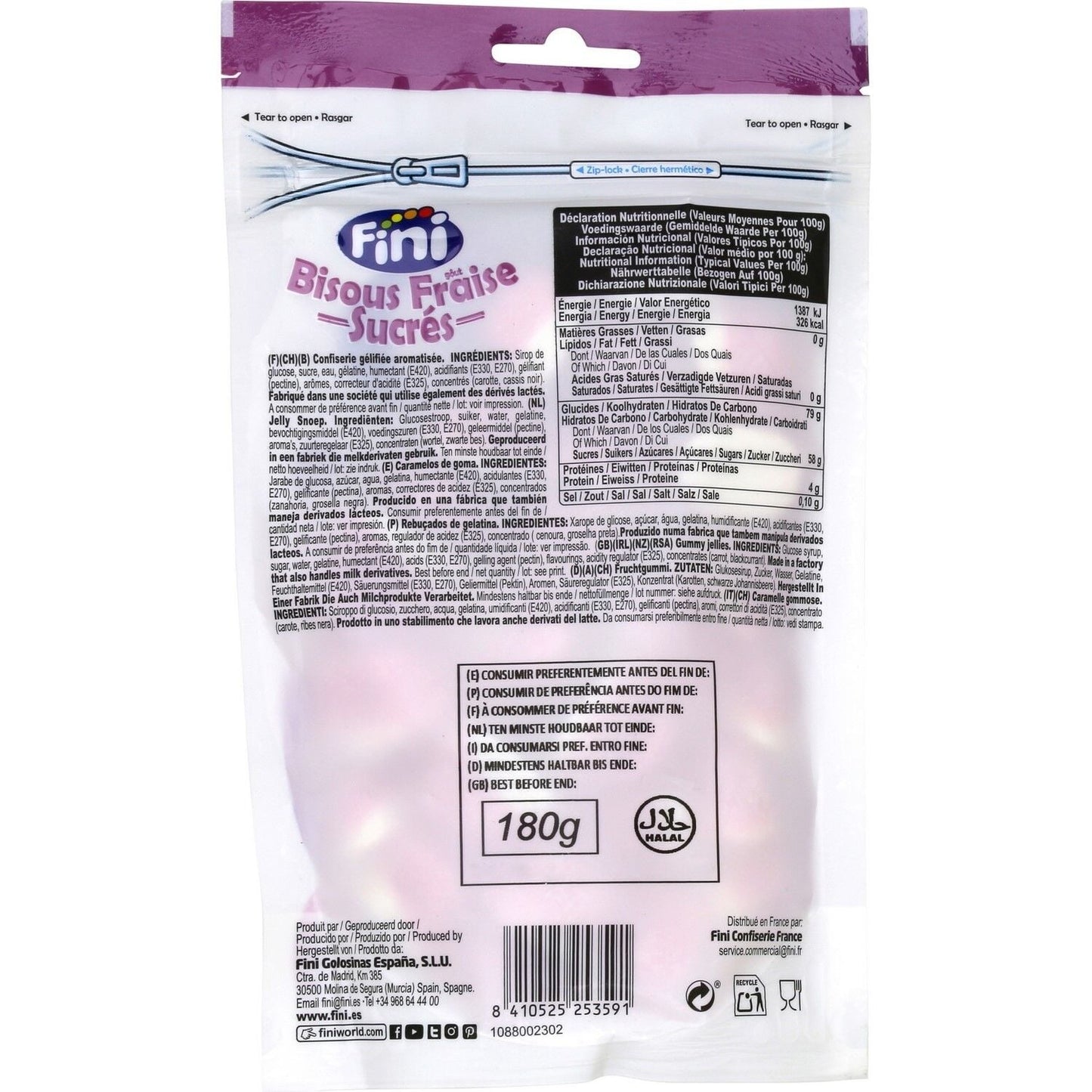 Bonbons Bisous Fraise Sucrés Halal FINI