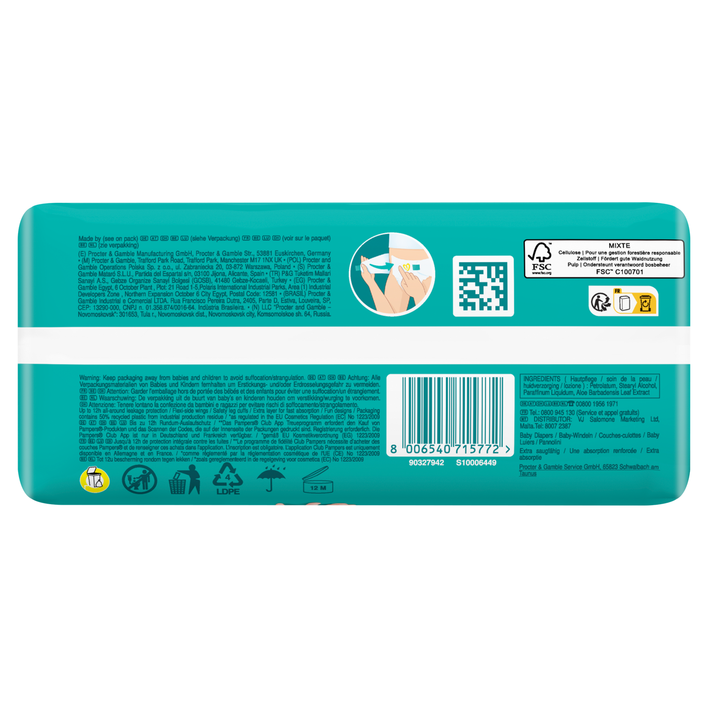PAMPERS Baby-Dry Babywindeln Größe 4+ 10kg-15kg