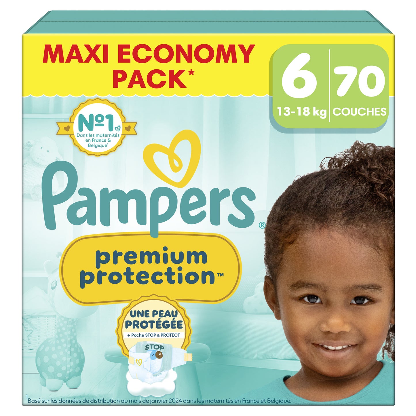 Couches Bébés Premium Protection 13-18kg Taille 6 PAMPERS