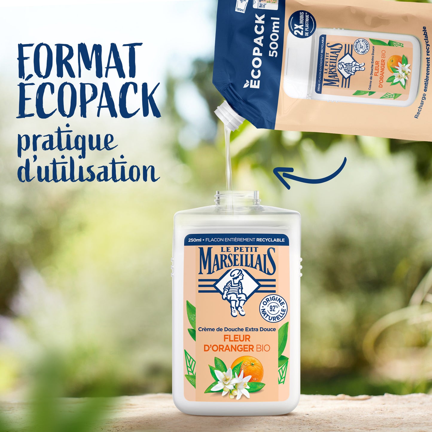 Recharge Crème de Douche Extra Douce aux Fleurs d'Oranger Bio LE PETIT MARSEILLAIS