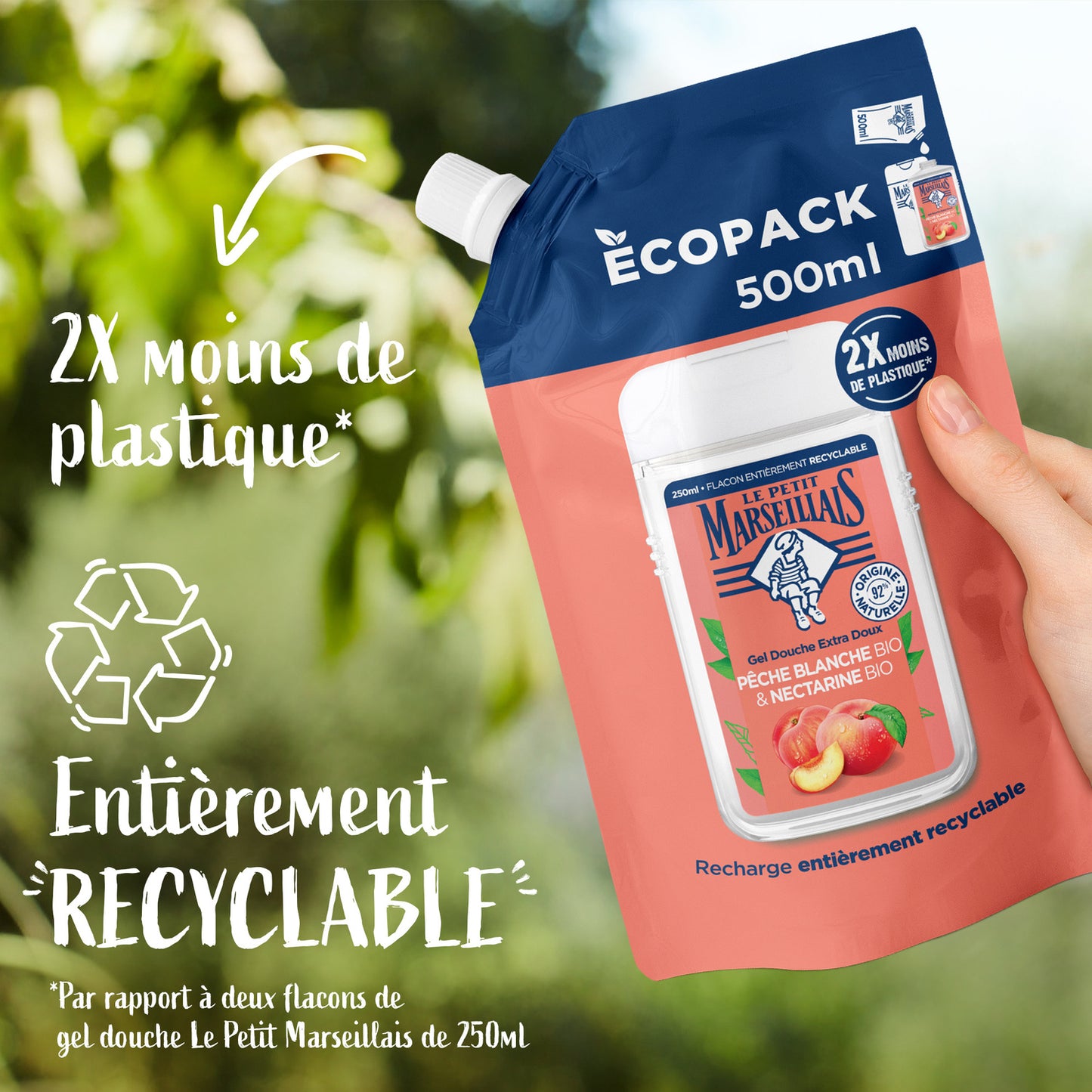Recharge Crème de Douche Extra Douce Pêche Blanche Bio & Nectarine Bio LE PETIT MARSEILLAIS