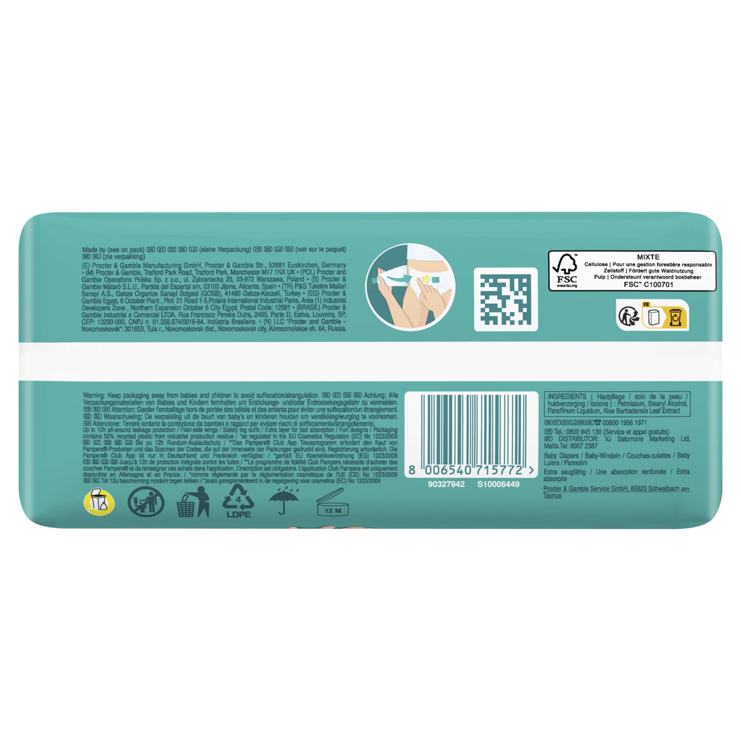 PAMPERS Baby-Dry Baby Diapers Size 4+ 10kg-15kg