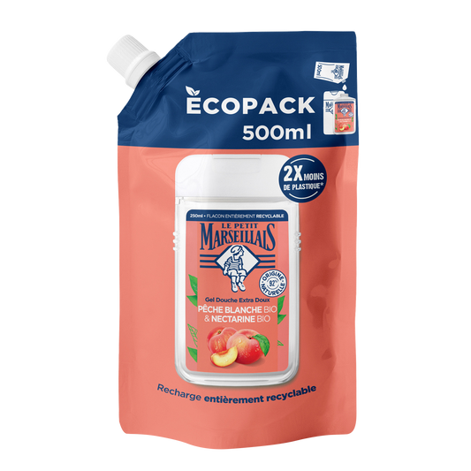 Extra Gentle Shower Cream Refill Organic White Peach & Organic Nectarine LE PETIT MARSEILLAIS