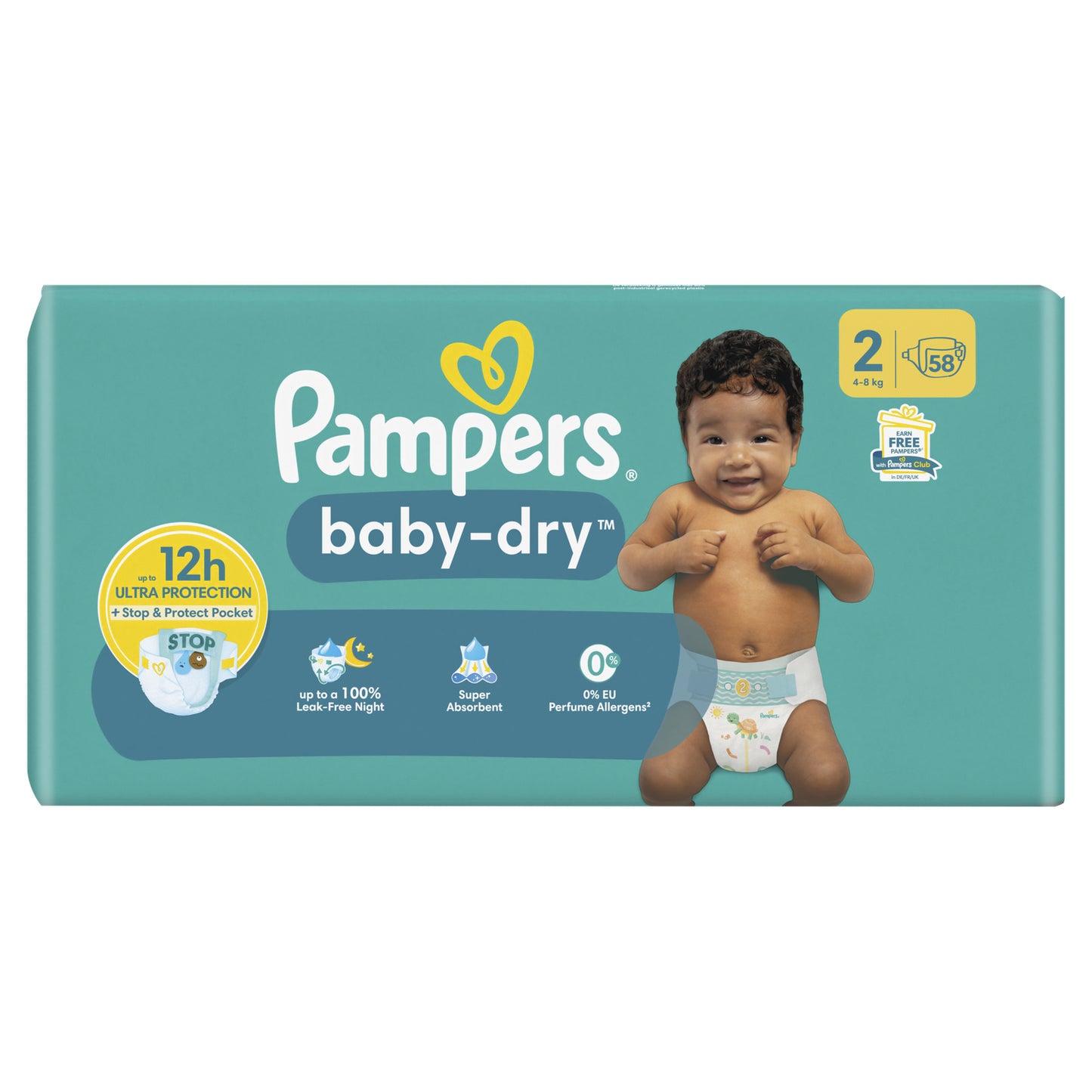 Couches Bébé Baby-Dry Taille 2 4kg-8kg PAMPERS