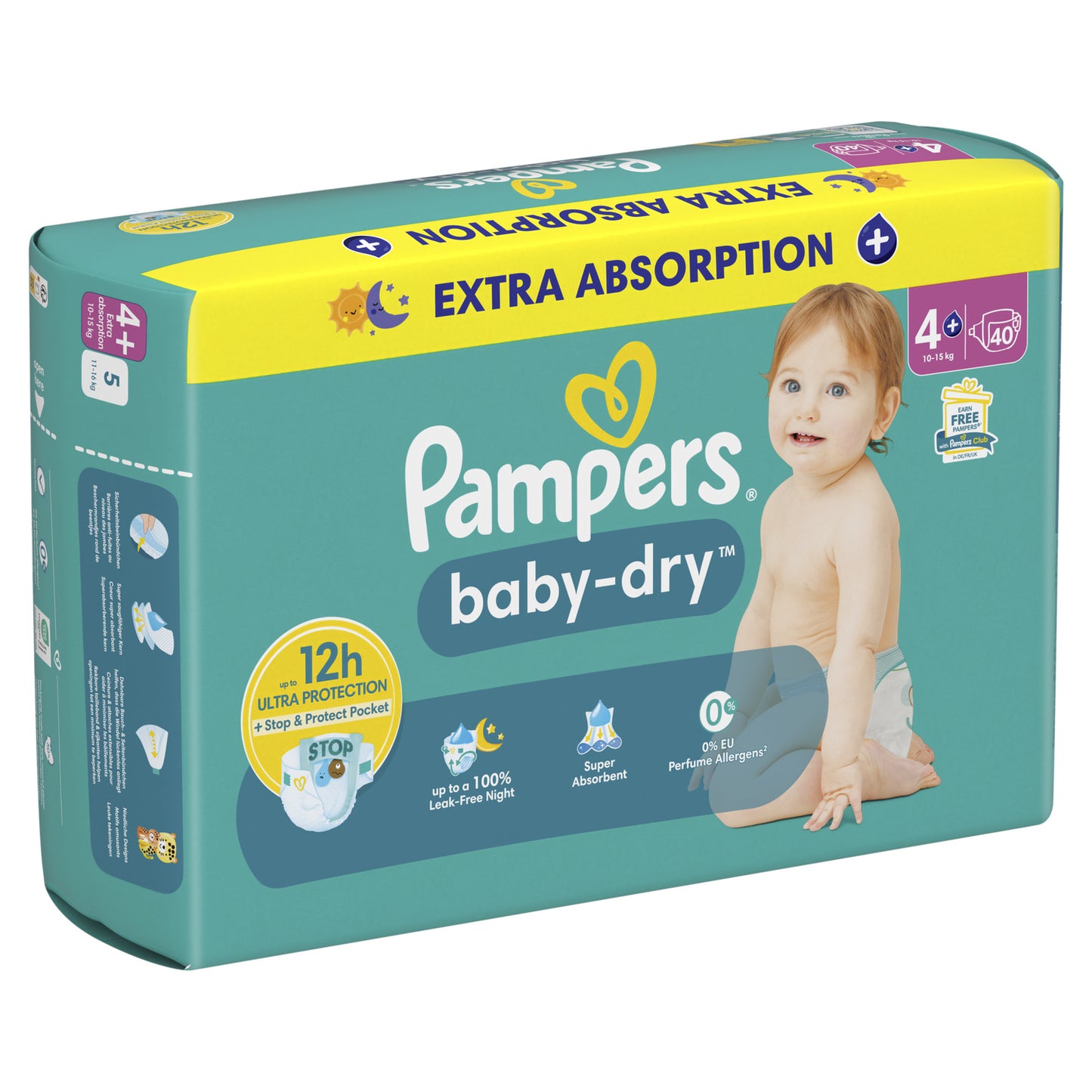 PAMPERS Baby-Dry Baby Diapers Size 4+ 10kg-15kg