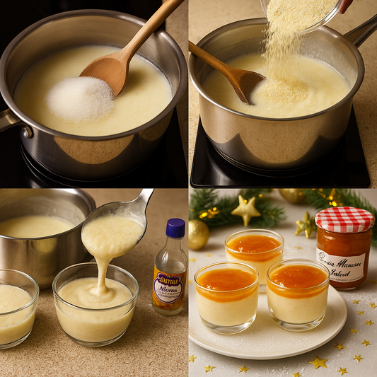 Recette de Fêtes - Crème de semoule à la fleur d’oranger et confiture d’abricot