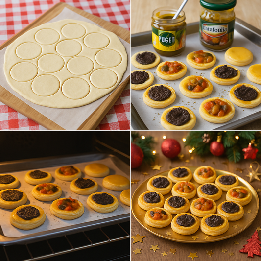 Recette de Fêtes - Mini feuilletés apéritifs à la tapenade et aux légumes du soleil