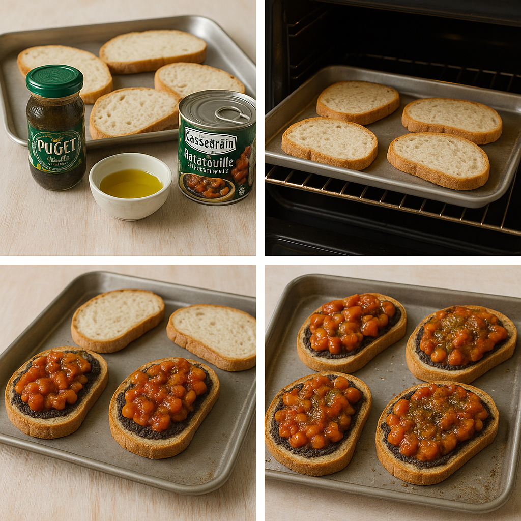 Tartines à la ratatouille et tapenade
