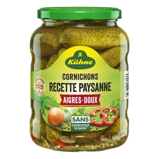 Cornichons Aigres-Doux KUHNE le bocal de 360 g net égoutté