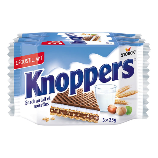Biscuits au Lait et Noisettes KNOPPERS les 3 biscuits de 25g