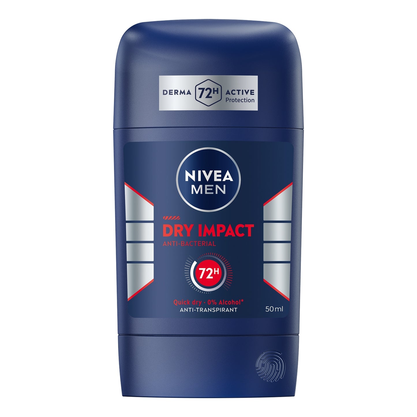 Déodorant Stick stick homme dry impact anti-bactérien 72h anti-transpirant 0% alcool séchage rapide NIVEA MEN 