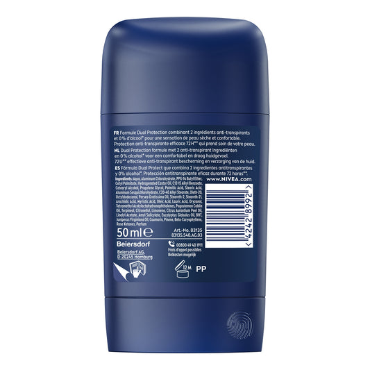 Déodorant Stick stick homme dry impact anti-bactérien 72h anti-transpirant 0% alcool séchage rapide NIVEA MEN 