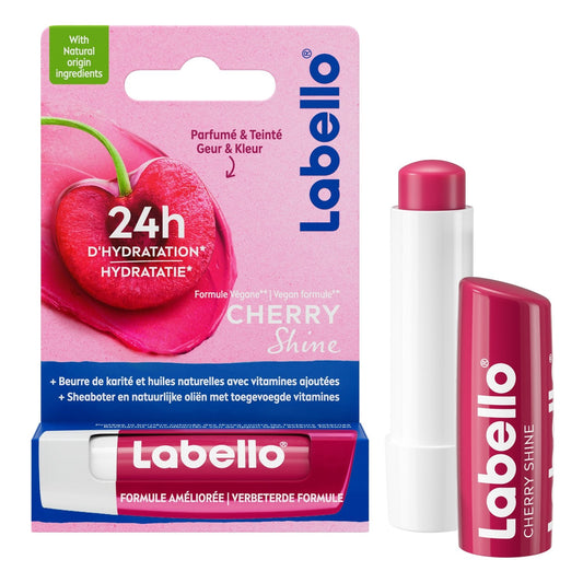 Stick à Lèvres Hydratant Couleur Rouge Parfum de Cerise Beurre de Karité et Huiles Naturelles Vitamines C et E LABELLO le baume à lèvres