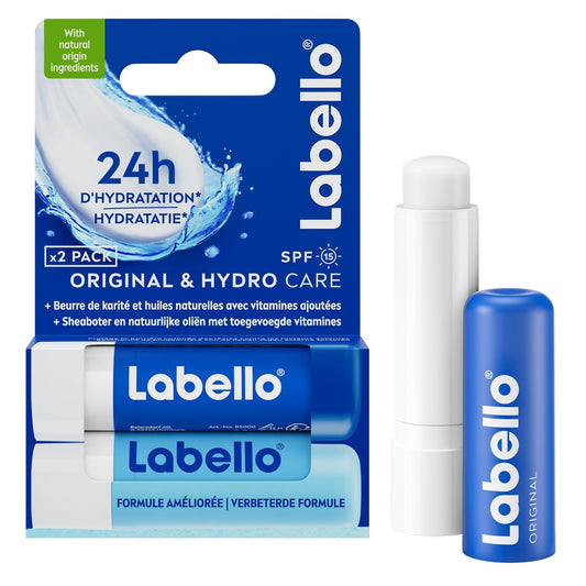Stick à Lèvres Hydratation 24h Huiles Naturelles Original Hydro Care LABELLO le lot de 2 sticks