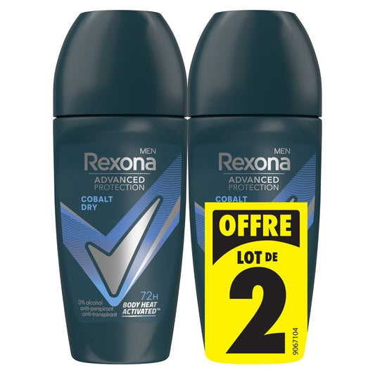 Déodorant Bille Homme Anti-Transpirant Cobalt Dry Advanced Protection REXONA MEN le lot de 2 sticks