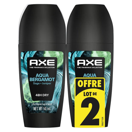 Déodorant Bille Homme Anti-Transpirant Aqua Bergamot AXE le lot de 2 sticks
