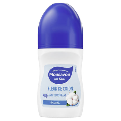 MONSAVON 48h Antiperspirant Roll-On Deodorant 0% Alcohol Cotton Flower
