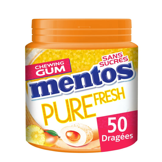 Chewing-Gum Pure Fresh Tropical Sans Sucres MENTOS la boite de 50 dragées - 100 g