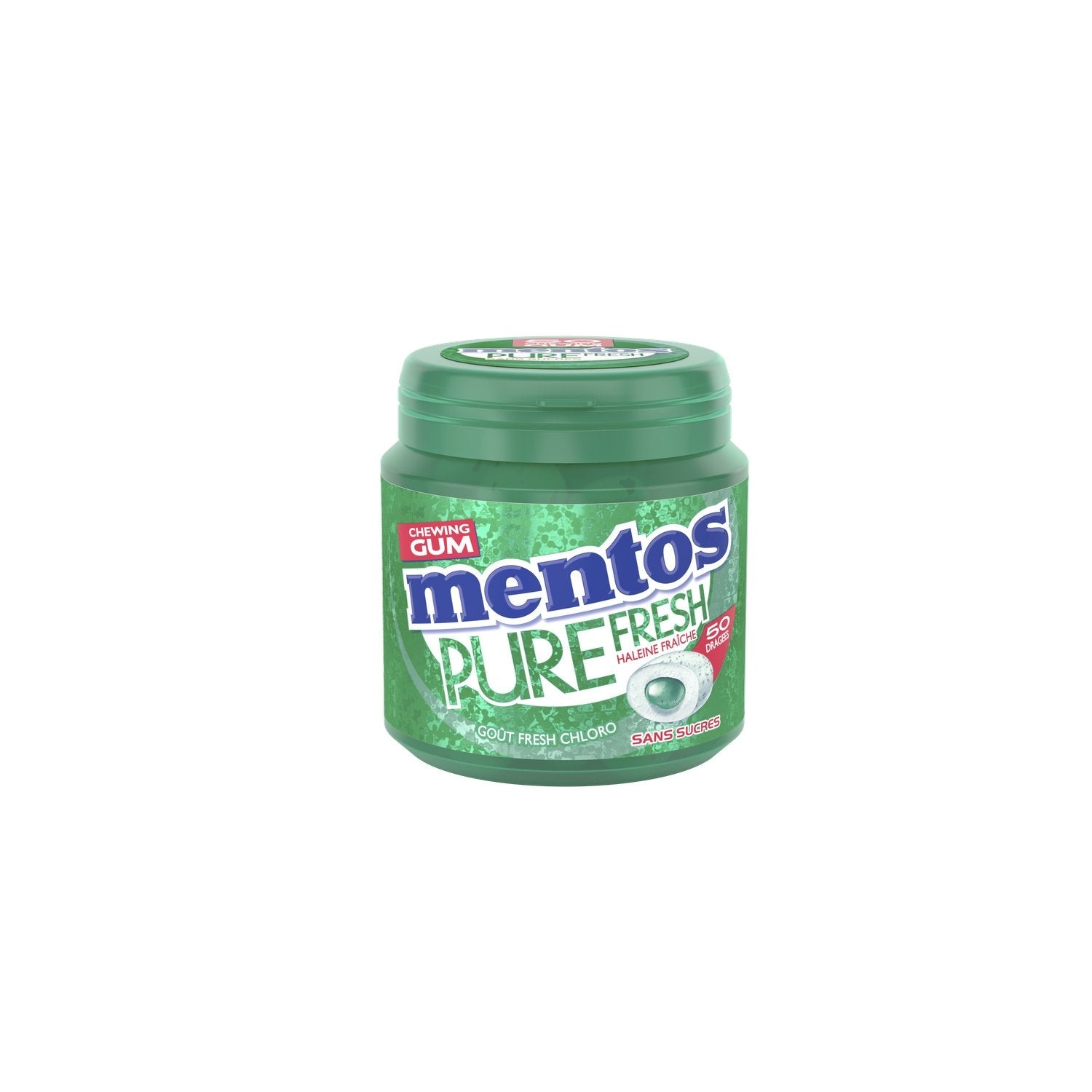 Chewing-Gum Pure Fresh Chloro Sans Sucres MENTOS la boite de 50 dragées - 100 g