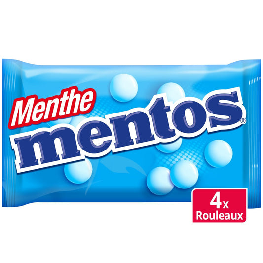 Bonbons Menthe MENTOS les 4 rouleaux de 14 dragées - 152 g
