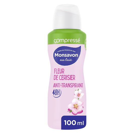 Déodorant Spray Compressé Anti-Transpirant Fleur de Cerisier MONSAVON le spray