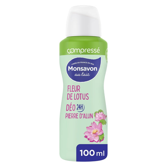Déodorant Spray Compressé Anti-Transpirant Fleur de Lotus MONSAVON le spray