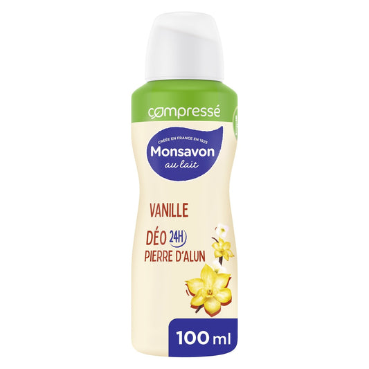 Déodorant Spray Compressé Anti-Transpirant Pierre d'Alun Vanille MONSAVON le spray