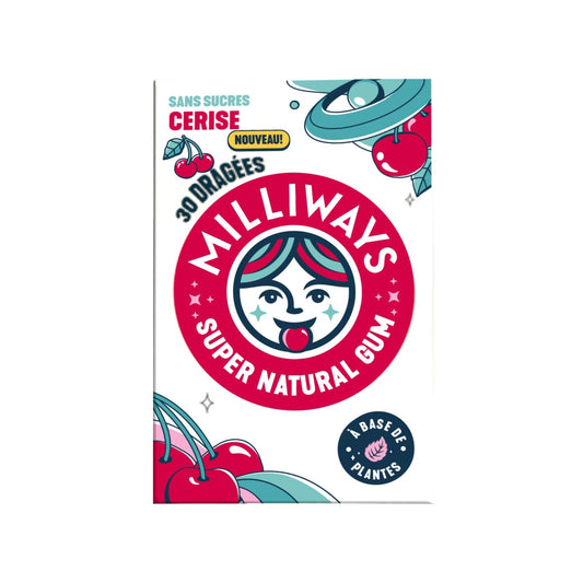 Chewing Gum Cerise Sans Sucre MILLIWAYS la boite de 30 dragées