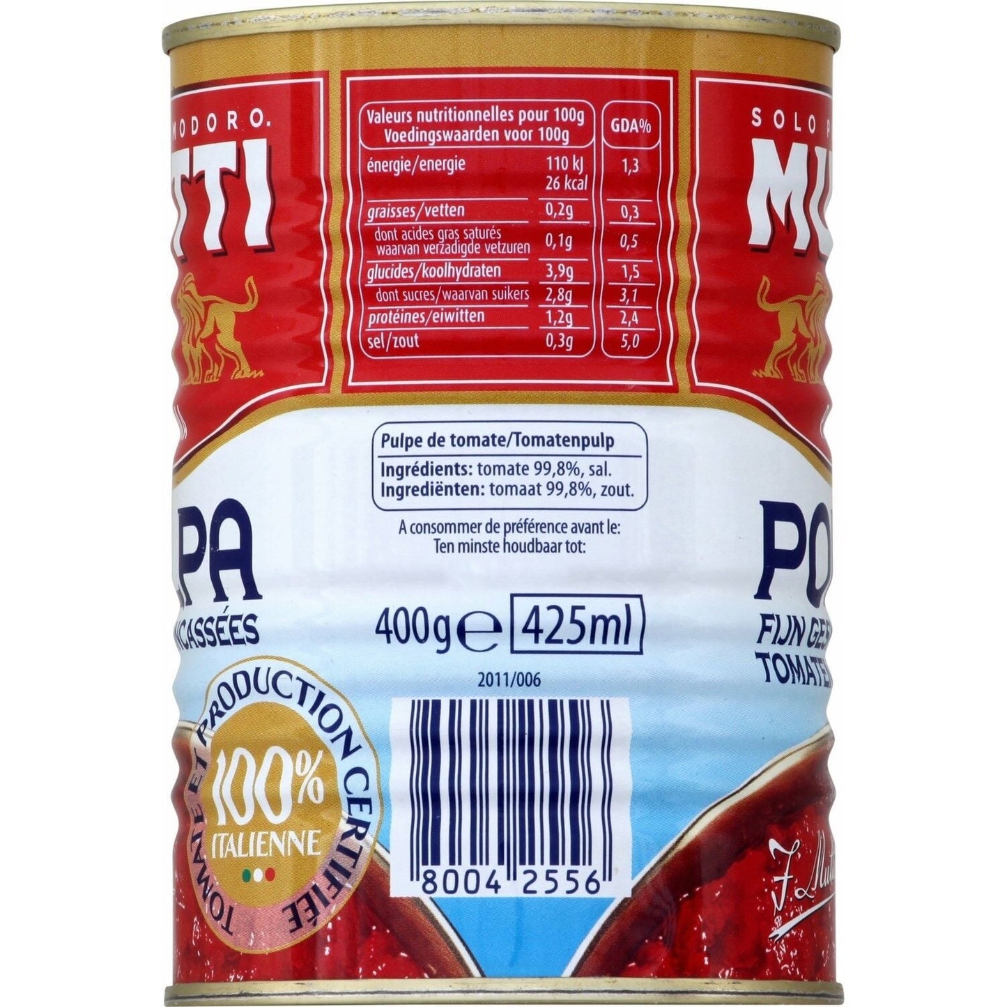 Pulpe de tomate concassées/fines Polpa MUTTI 