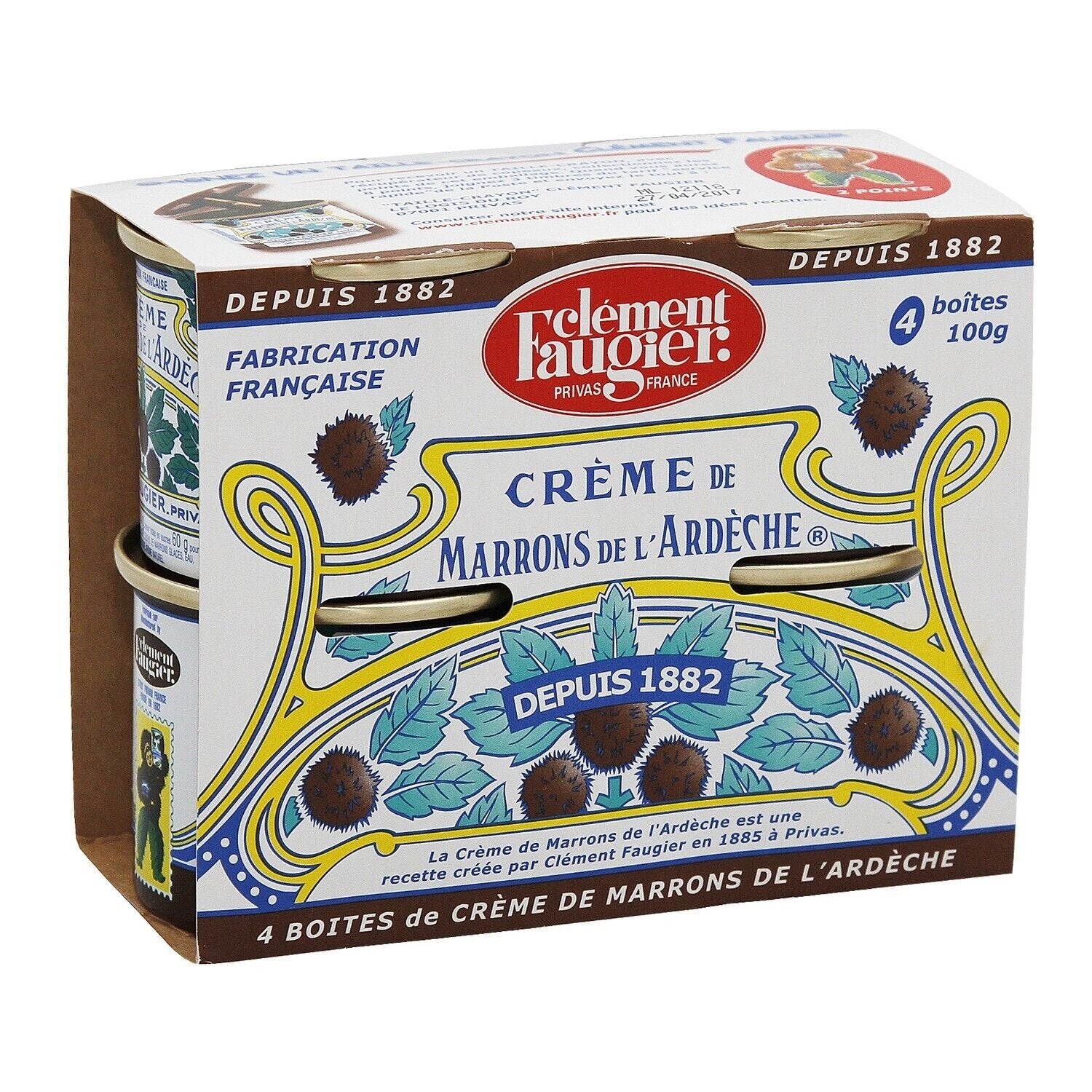 Crème de Marrons CLEMENT FAUGIER les 4 boites de 100 g