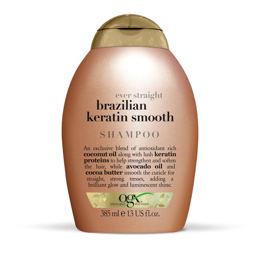 Shampoing Lissant Kératine Huile de Coco Avocat et Beurre de Cacao OGX le flacon de 385 ml
