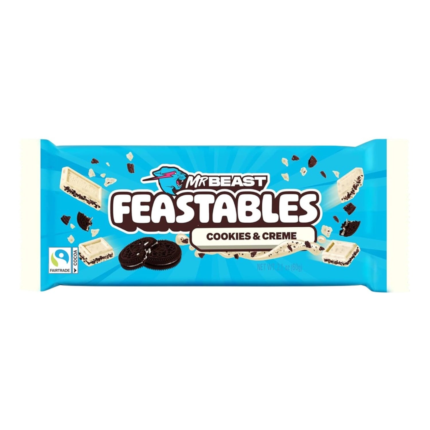 Tablette de Chocolat Blanc Cookies et Crème Mr Beast FEASTABLES 