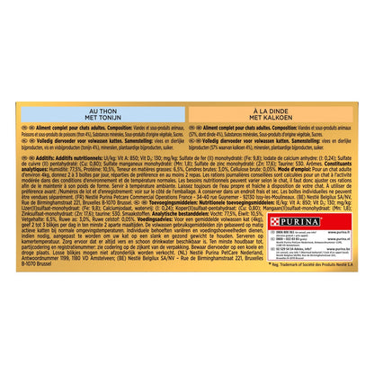 Pâtée pour Chat Adulte Mousselines en Mousse Boeuf Foie Thon Dinde Gold GOURMET