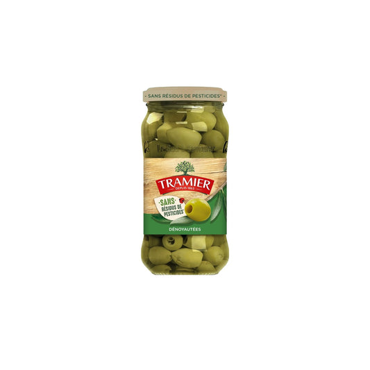 Olives Vertes Dénoyautées Sans Résidus Pesticides TRAMIER le bocal de 260g