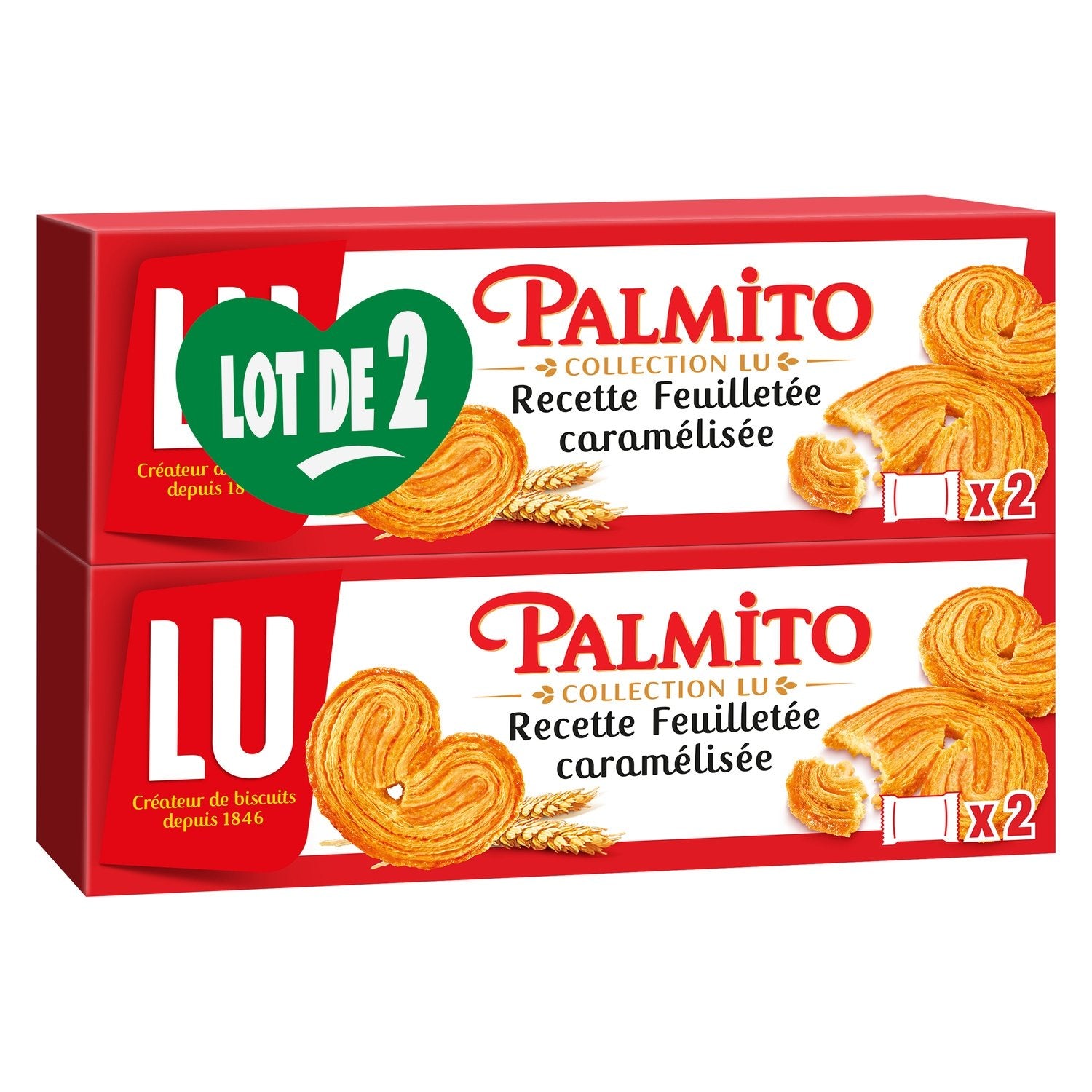 Biscuits Feuilletés Caramélisées Palmito LU Les 2 boîtes de 2 sachets - 100 g