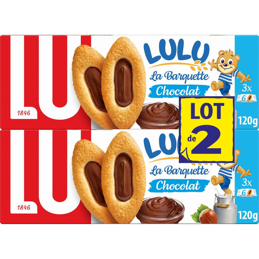 Biscuits au Chocolat la Barquette Lulu LU Les 2 boîtes de 3 sachets - 120 g