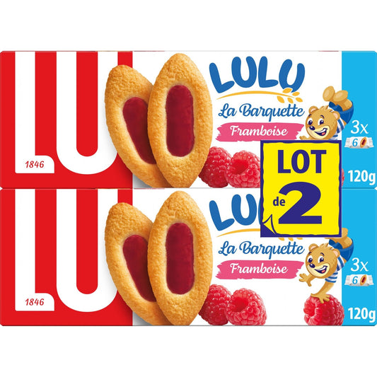 Biscuits à la Framboise la Barquette Lulu LU Les 2 boîtes de 3 sachets - 120 g