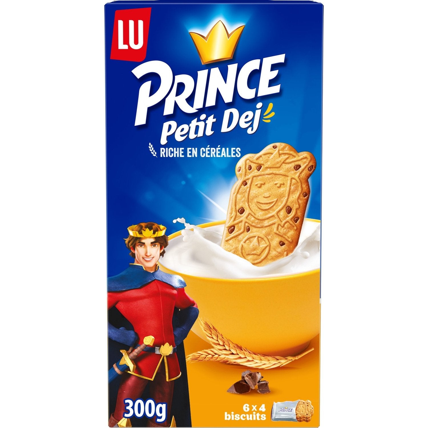 Biscuits Petit Déjeuner aux Céréales aux Pépites de Chocolat Prince LU La boîte de 6 sachets - 300 g