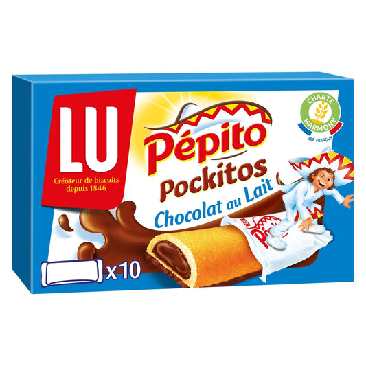 Biscuits Barre Fourrés au Chocolat au Lait Pockitos Pepito LU La boîte de 10 sachets - 295 g