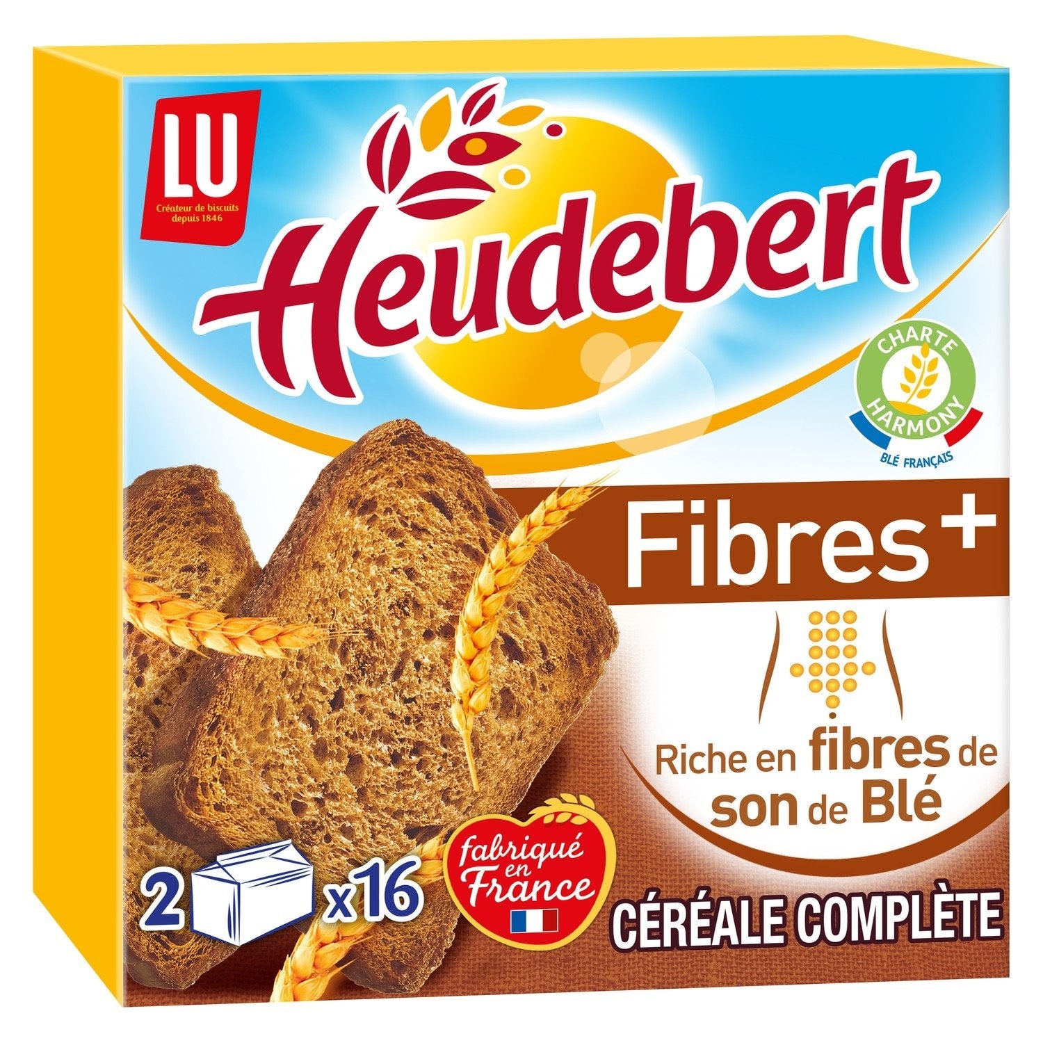 Biscottes Fibres + Heudebert LU La boîte de 32 tranches - 280 g