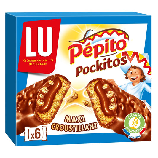 Pepitos Pockitos Milk Chocolate and Puffed Rice Filled Bar Cookies LU