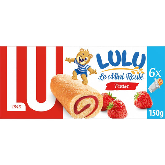 Gâteaux Fourrés à la Fraise le Mini Roulé Lulu LU La boîte de 6 sachets - 150 g